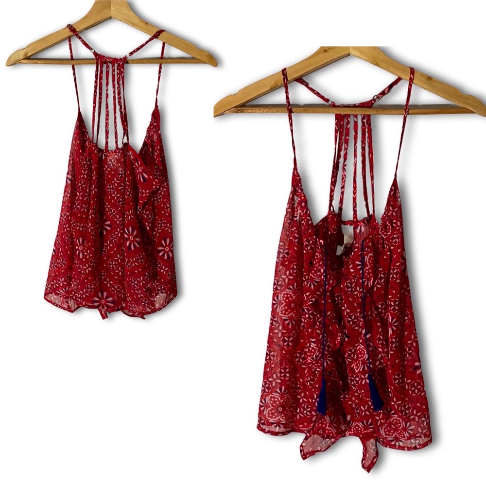 Tokyo Darling Tasseled Strappy-Back Boho Tank Top